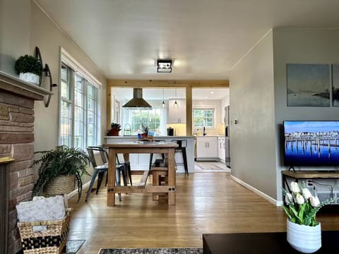 Enjoy meals with family and friends around the handmade farm house table.