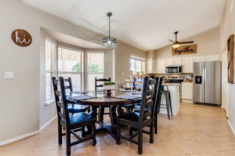 Multiple seating areas in kitchen
