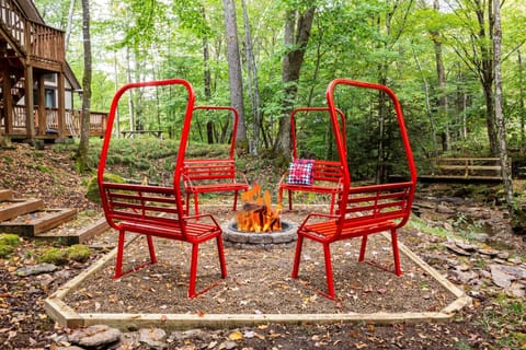 Chairway to Heaven Firepit overlooking the stream is the perfect Instagram photo