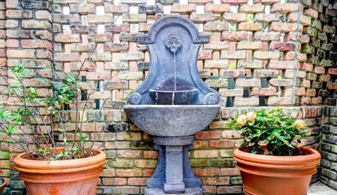 Cottage courtyard and fountain