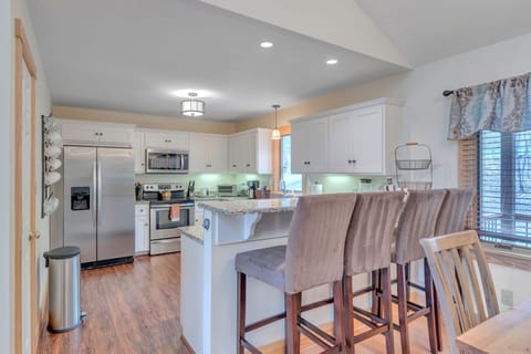 Kitchen with bar seating for 4