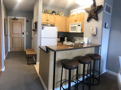 Bar seating at kitchen