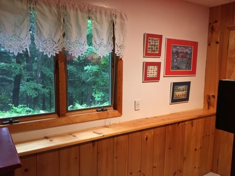 Bunk room window overlooks ravine.