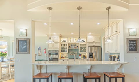 Looking into the kitchen from the living room.