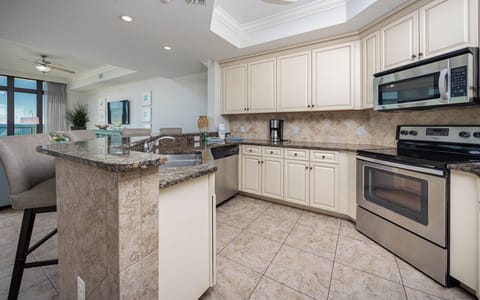 This modern kitchen is perfect for cooking with family and entertaining guests during your stay
