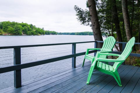 Cozy seating by the water on the lower deck