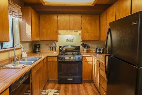 Fully stocked kitchen for easy meals.