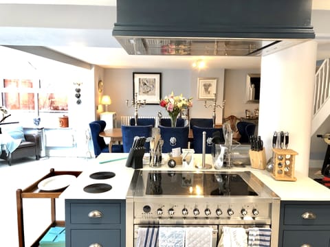 From the open plan kitchen, to the dining area..