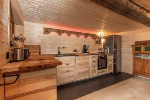 the wooden kitchen on the ground floor 