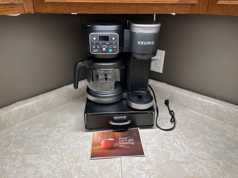 Both a Keurig and drip coffee available, be sure to bring your favorite flavors.