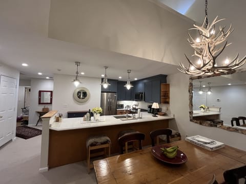 New kitchen and appliances which opens to living room