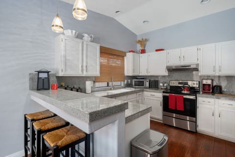 Stocked kitchen for dining in...