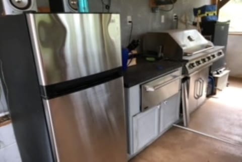Outside kitchen with Refrigerator, Grill, Smoker