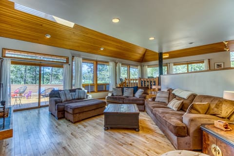 Spacious living room with comfy couches to hang out with your family and friends