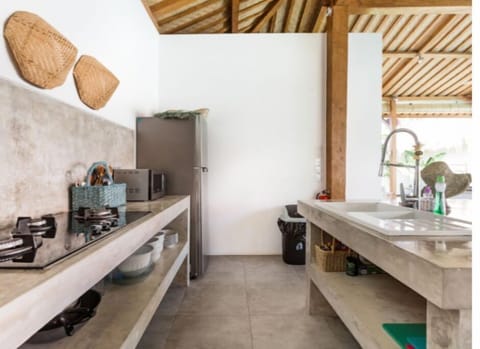 Kitchen with refrigerator