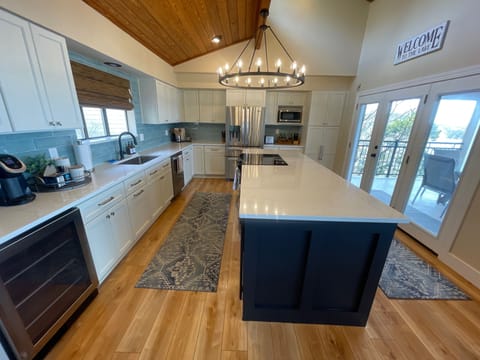 Beverage fridge, french door fridge/freezer, microwave, coffee maker & Keurig