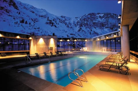 Roof top heated Salt Water Pool and spa at night