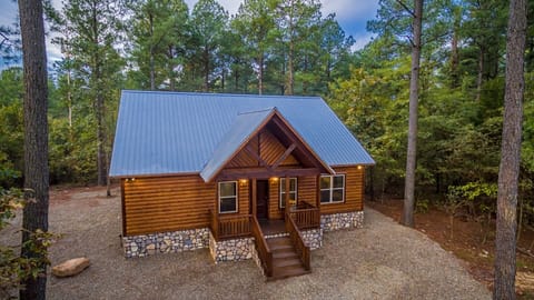 Front View - Majestic Pines on nice lot with 1/2 circle drive