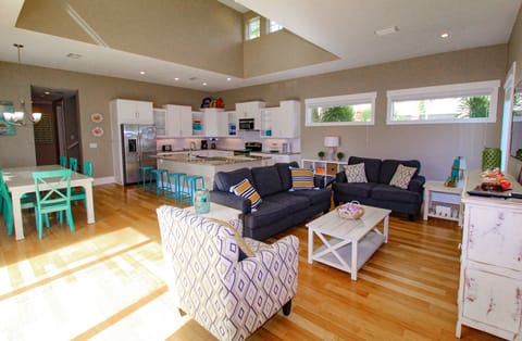 Bright living space with smart TV