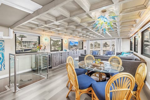 Our recently added dining set looking aft towards the aft deck and Boca Ciega Bay