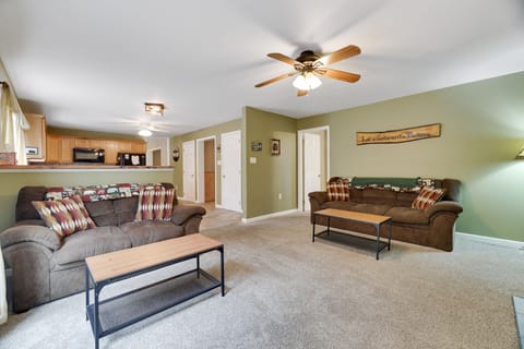 Family room into spacious kitchen