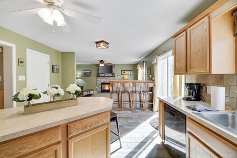 Kitchen into family room.  Great place to watch TV and relax