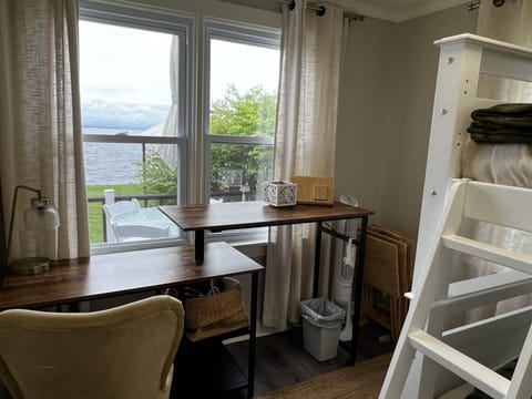Sit-stand desk in bunk room