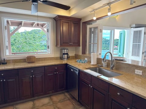 And has a pass through window to the interior and exterior dining areas