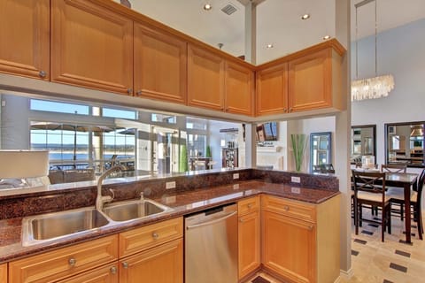 Kitchen with full view to the lake!!