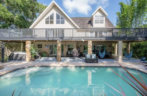 Pool view with deck.