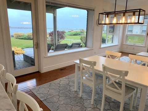 Living room is open concept with incredible lake views! 