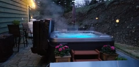 Step into the hot tub from the bedroom