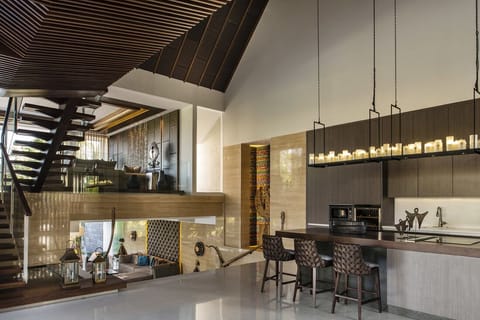 Kitchen and living area in second and first floor