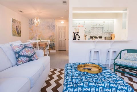 Living room, kitchen, and dining area.