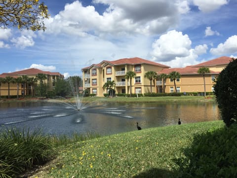 Lake next to the building