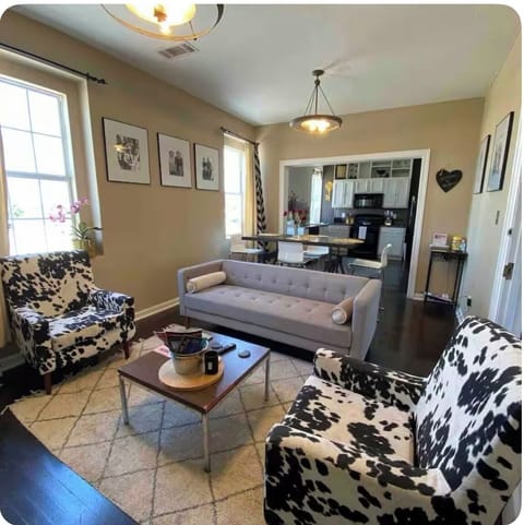 Upstairs open concept living dining area