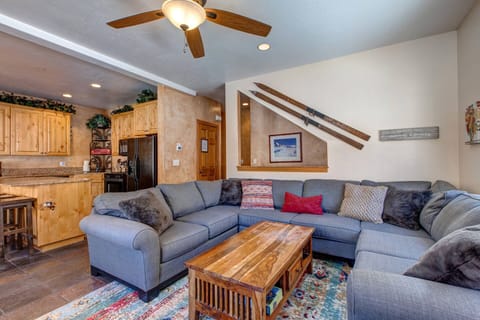 Vacation Rentals in Park City at Bear Hollow Village 5474: Living room with cozy fireplace