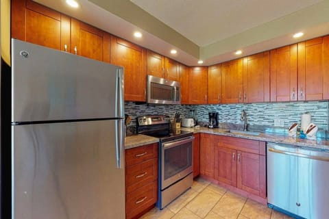 We have a full size stove, cook top, microwave and dishwasher. 
