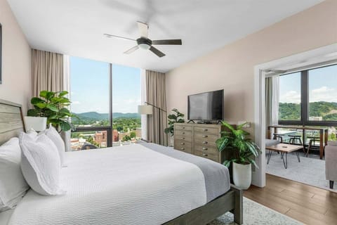 Bedroom with king bed, 55 inch TV