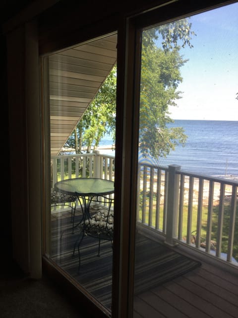 Balcony outside master bedroom overlooking Green Bay