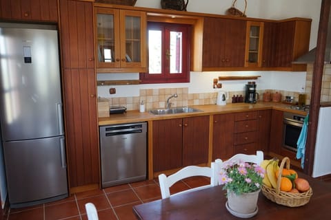 Kitchen, dishwasher and big fridge-freezer