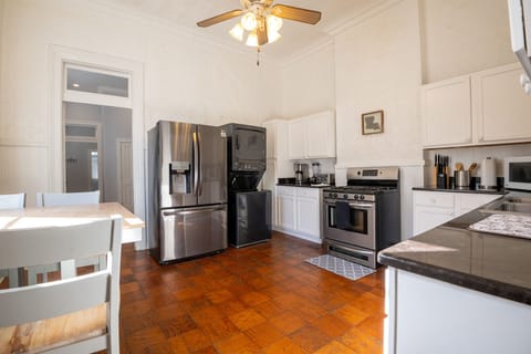 Spacious kitchen with stainless steel appliances