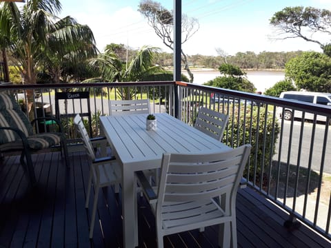 Balcony overlooking lake