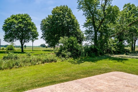 Relaxing outside. Patio furniture not available during winter months