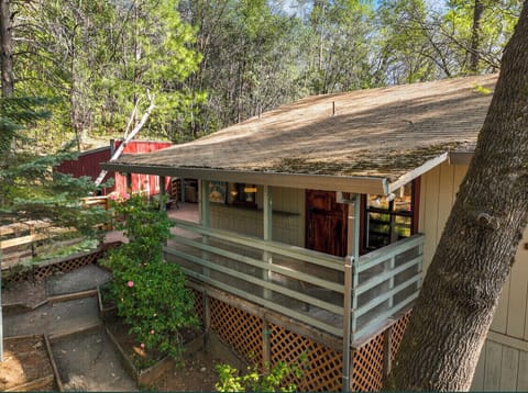 Two entry paths. Most direct path has stairs, the other is wheel chair friendly 
