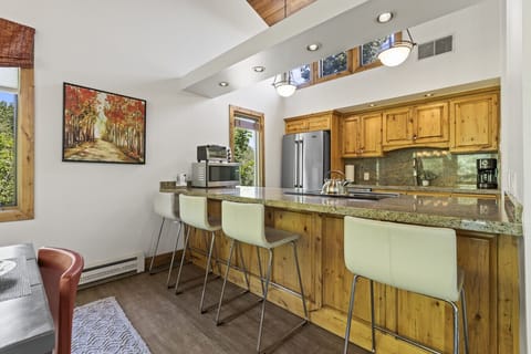 Pull up a stool! Casual bar seating is perfect for quick bites, morning coffee, or chatting with the chef