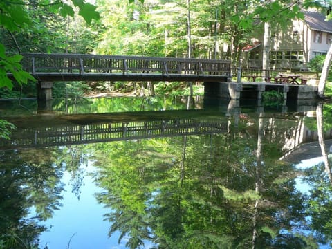 POOLSIDE PRIVATE FOOT BRIDGE SPANNING THE WATERFALLS. WHAT A REFLECTING POOL!