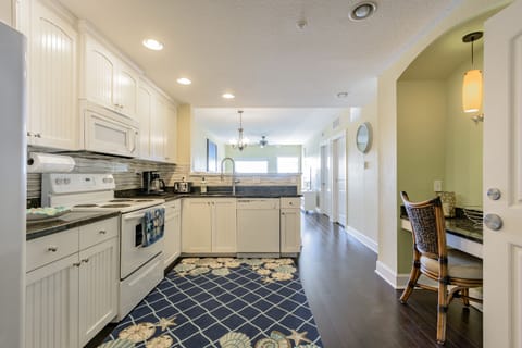 View of the kitchen from the front entrance