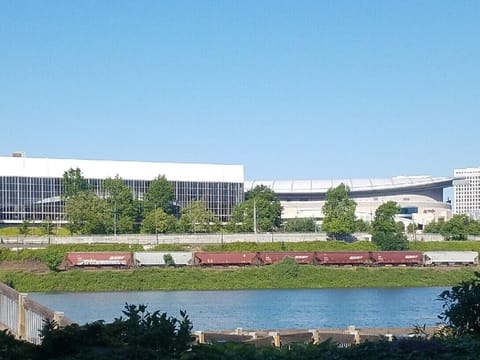Beautiful River view and Moda Center across the river, beautiful lights at night