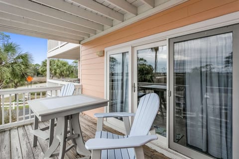 Large balcony off the main living has two additional chairs that are not shown